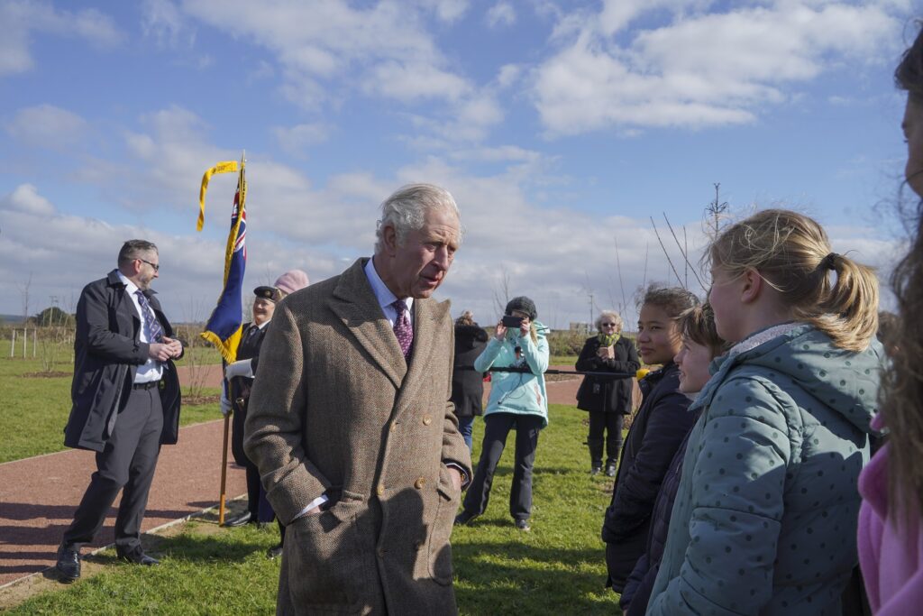 : His Royal Highness The Duke of Cornwall meeting local schoolchildren